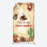 Aperturee - Aperturee First Rodeo Retro Cowboy Birthday Rectangle Backdrop
